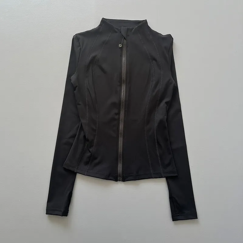 Women Full Zip Long Sleeve Athletic Jacket Thumb Holes Slim Fit Quick Dry Running Gym Yoga Fitness Sports Coat image 6