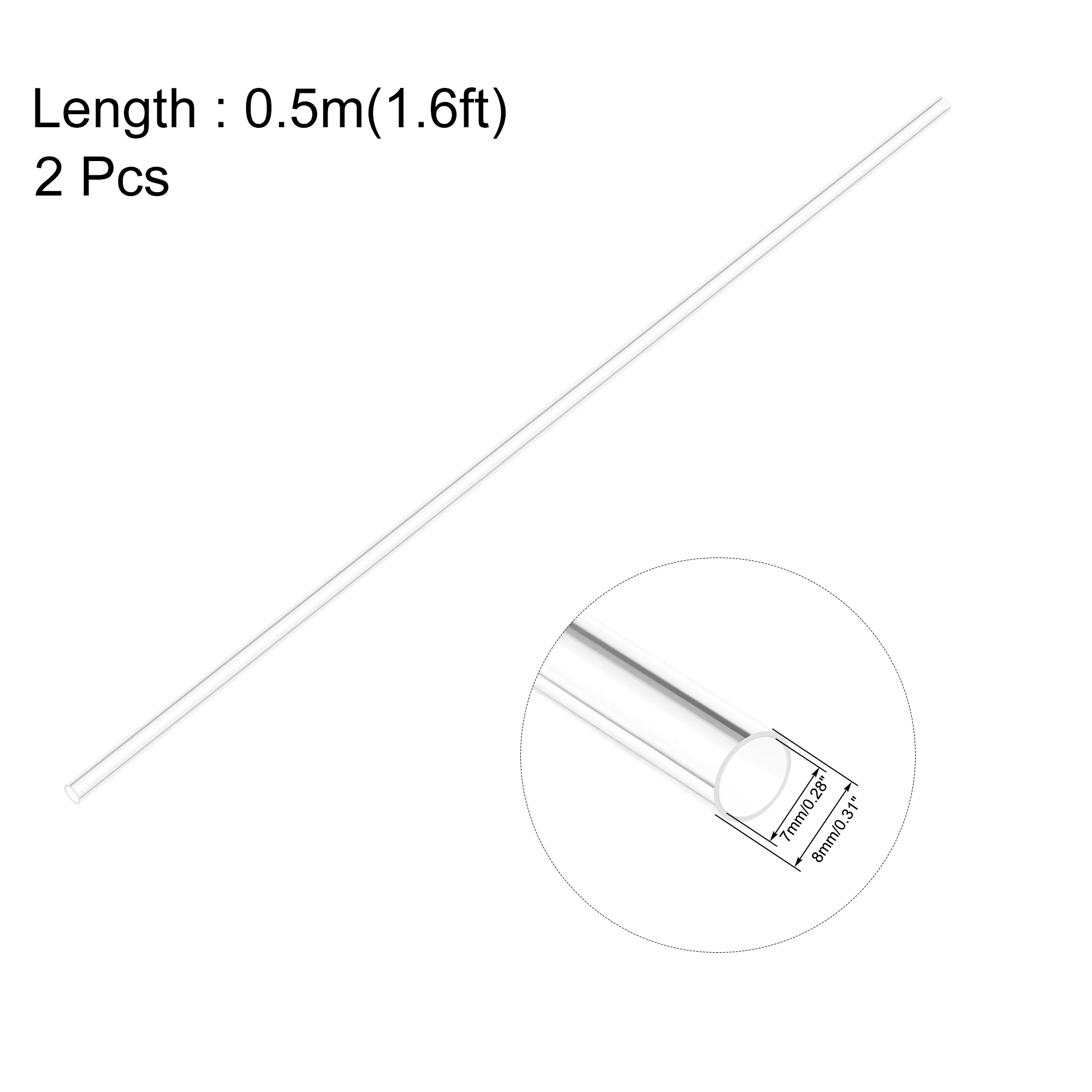 1/2Pcs 0.5m/0.6m Clear Rigid PVC Pipe Round Tube Tubing