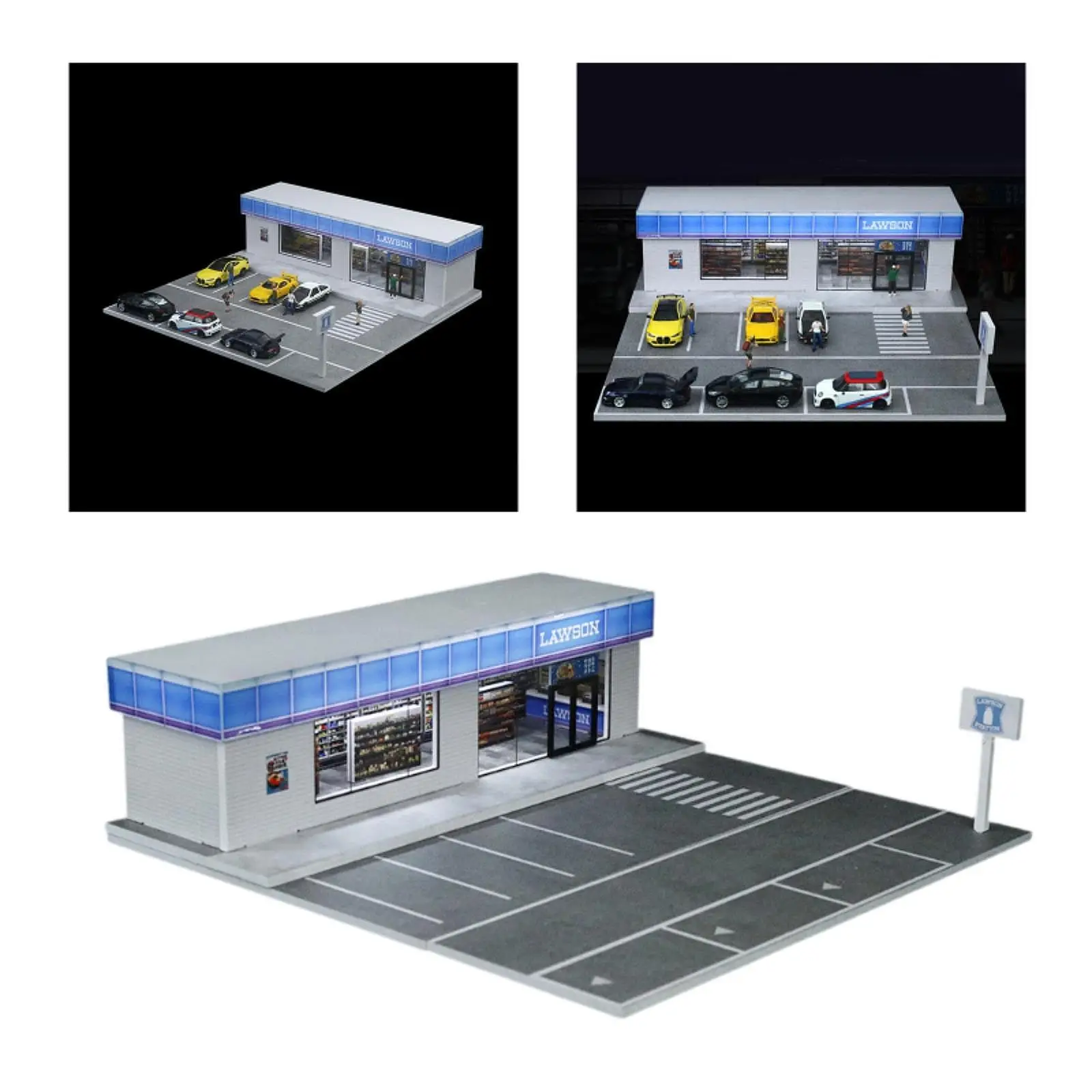 1/64 Scale Model Car Display Case for Car Toys Mini Dolls Action Figures