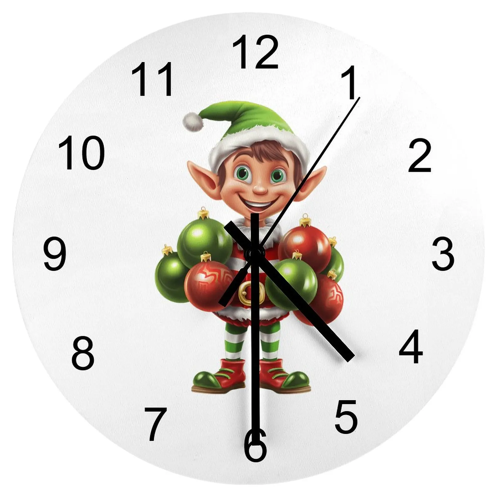 

Indoor Wall Clock Christmas cartoon kids Clocks 12 inch Mute Wood Round Creative Durable Nordic