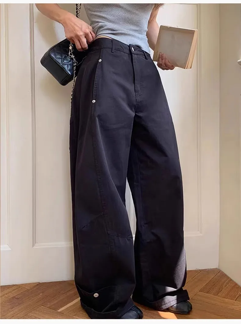 Celana Wanita Hip Hop Musim Dingin Berbahan Plush untuk di Rumah, Nyaman dengan Ikat Pinggang Tebal, Berlapis, Berpanel, dengan Pita dan Ikat Pinggang, Gaya Streetwear