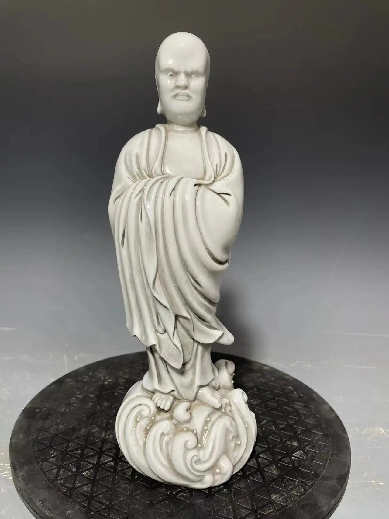 Antique QingDynasty porcelain statue,DeHua Kiln glower buddha,with mark,Hand-carved crafts,Decoration,Collection&Adornment