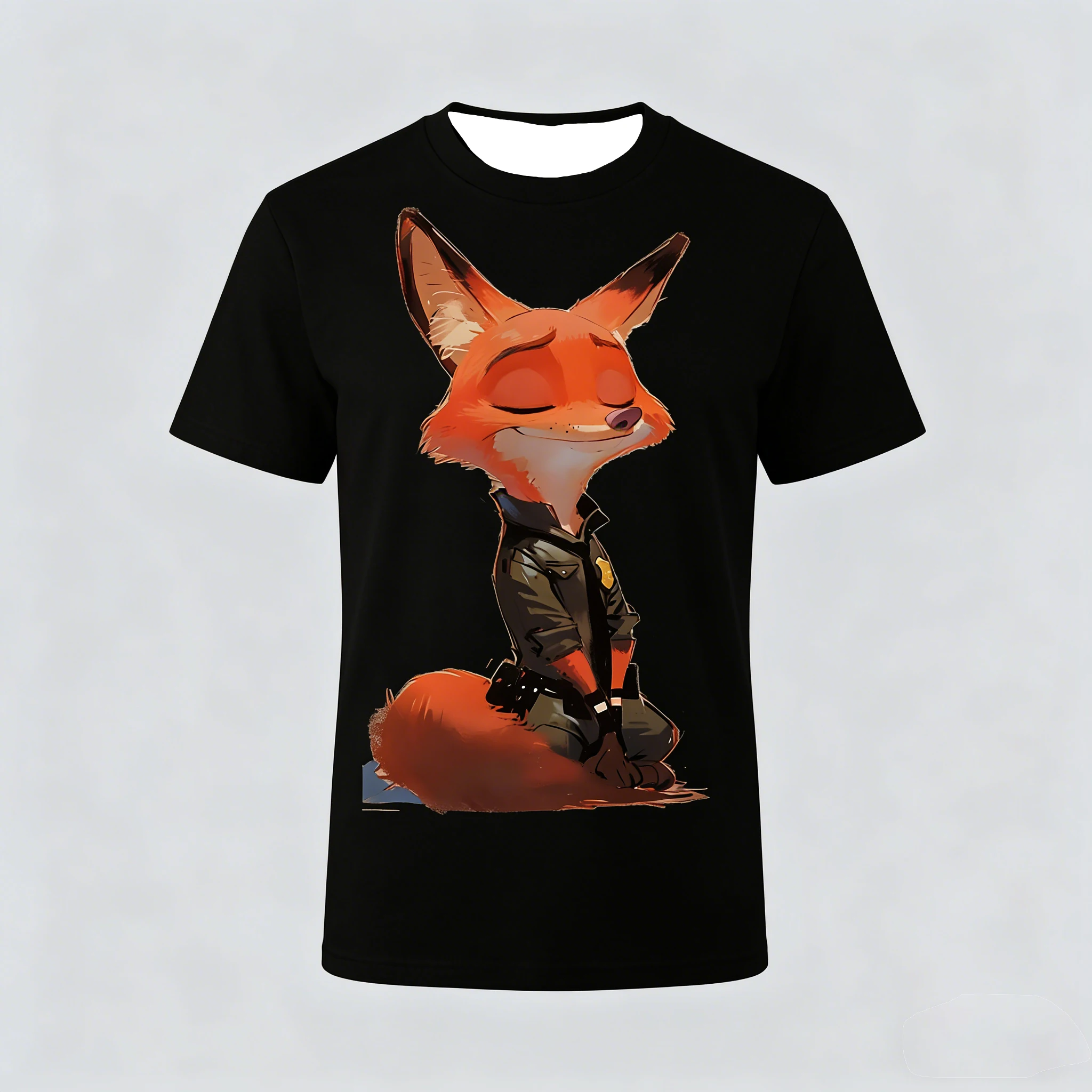 

Детская футболка Disney Nick Wilde, коллекция Zootopia 2, летняя с короткими рукавами, дышащий и универсальный топ для многослойного использования