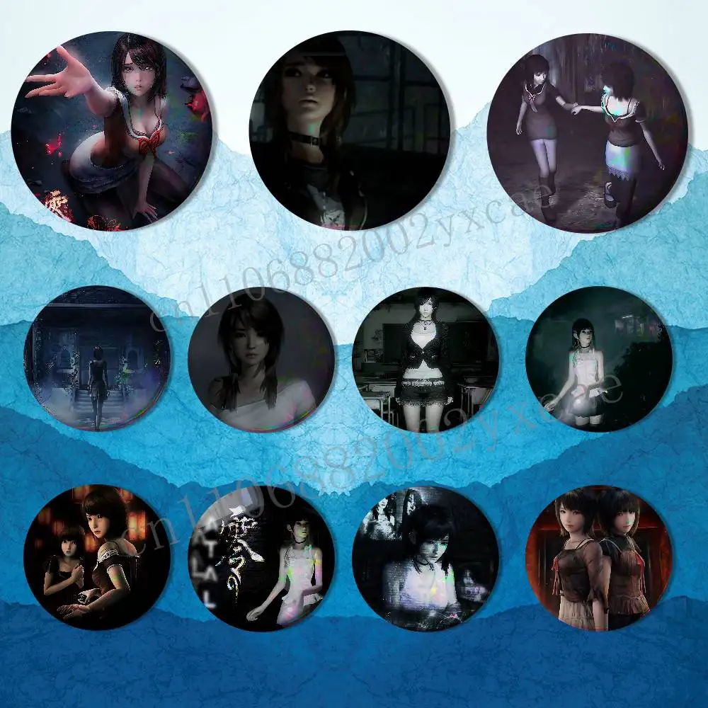 

Crimson Butterfly Fatal Frame Badges Badges On Backpack Jacket Cartoon Round Brooches Acrylic Button Pins Collection Gifts