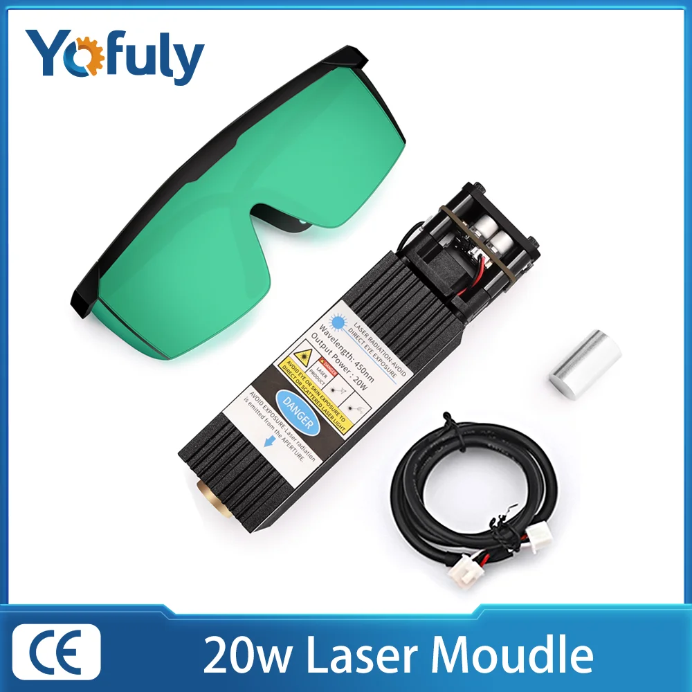 CNC 20W Laser Module Wood Working Tools Laser Engraving Machine Head with Protective Goggles for CNC Cutting Machine