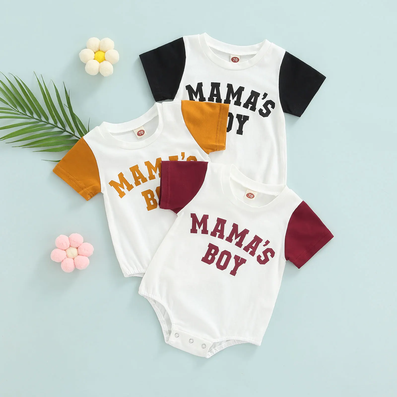 2022-04-19 Lioraitiin 0-18M Infant Baby Boys Summer Independence Day Bodysuit Short Sleeve Letter Print Patchwork Playsuit