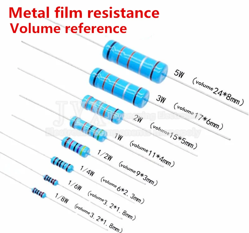 Resistor de película metálica 1% de 50 piezas, 1/2W, 1R ~ 10M 0R 2.2R 5.6R 100R 220R 330R 1K 1,5 K 2,2 K 3,3 K 4,7 K 10K 22K 47K 100K 470K 330K ohm