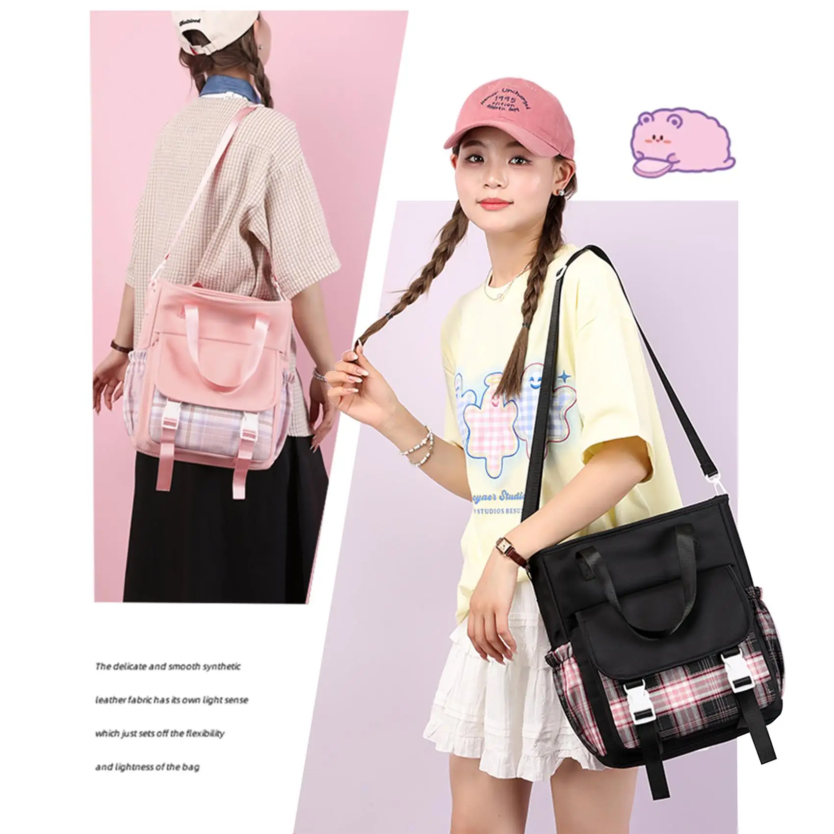 Cinnamoroll Girls Student Messenger Bag Casual Satchel Ladies Handbags Shoulder Pouch Sweet Canvas Cross School Bags Purses