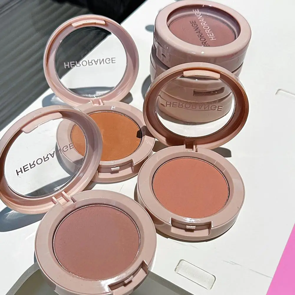 Paleta de rubor mate individual, colorete en crema, maquillaje de contorno, tinte impermeable para mejillas, Cosméticos brillantes de color rosa, colorete Natural Bl U4H9