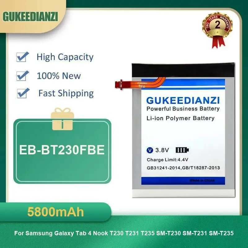 

5800mAh EB-BT230FBE Tablet Battery For Samsung Galaxy Tab 4 Nook T230 T231 T235 SM-T230 SM-T231 SM-T235 High Capacity