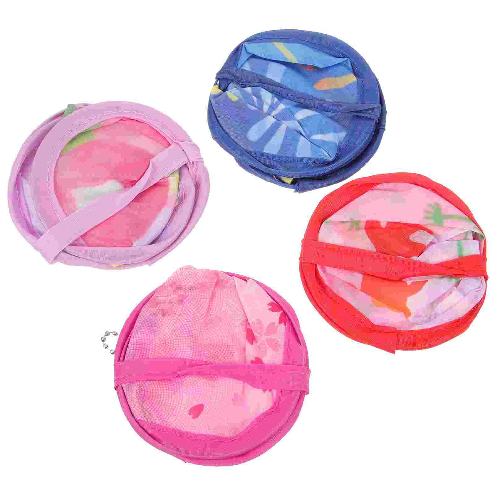 4 Pcs Dance Paddle Fan Foldable Hand Eggs for Woman Slow Rebound Memory Steel Wire Polyester Handheld Fans Dancing Child