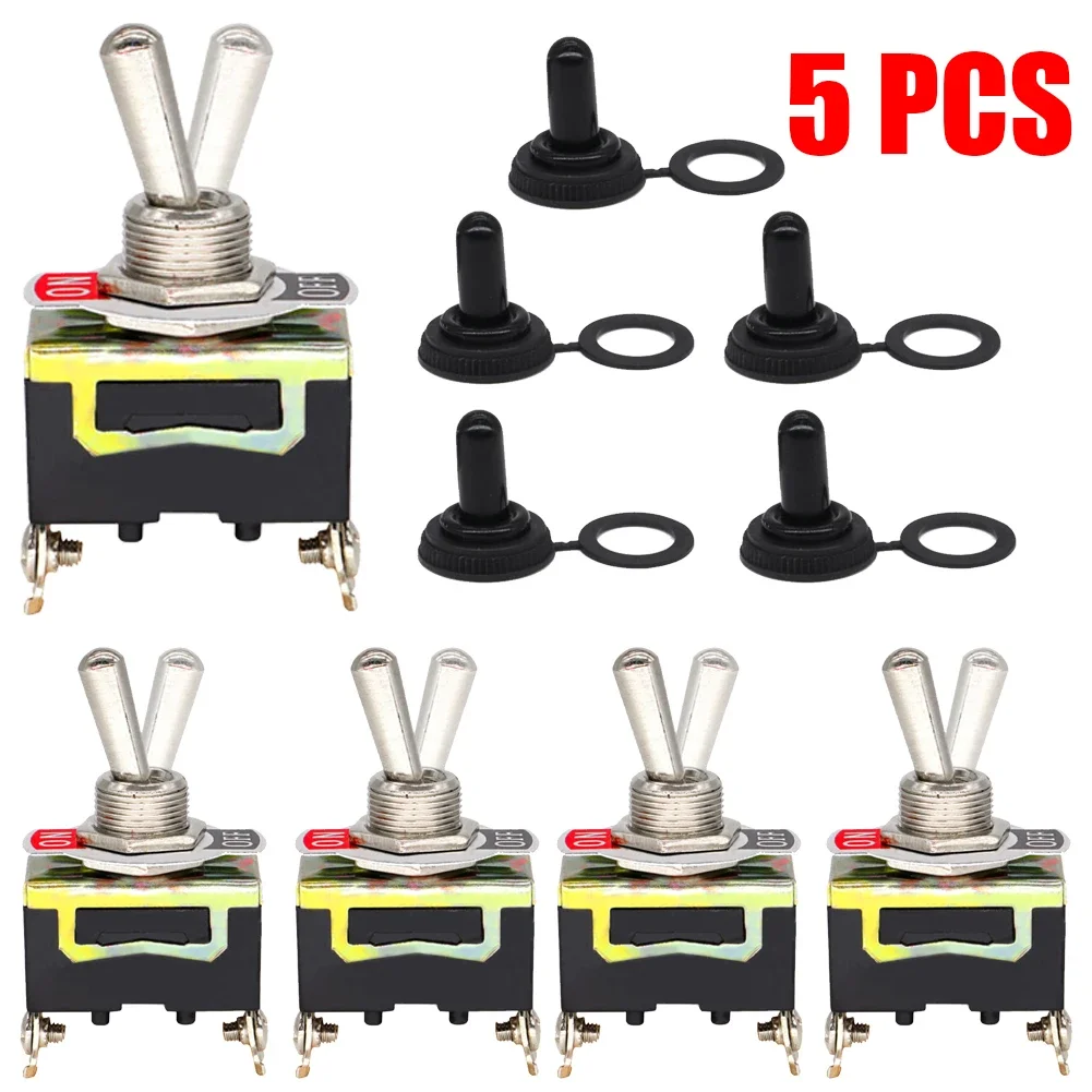 Rocker Switch Toggle Switch Office Outdoor Garden Metal+Plastic Parts Replacements Waterproof 5 Pcs Accessories