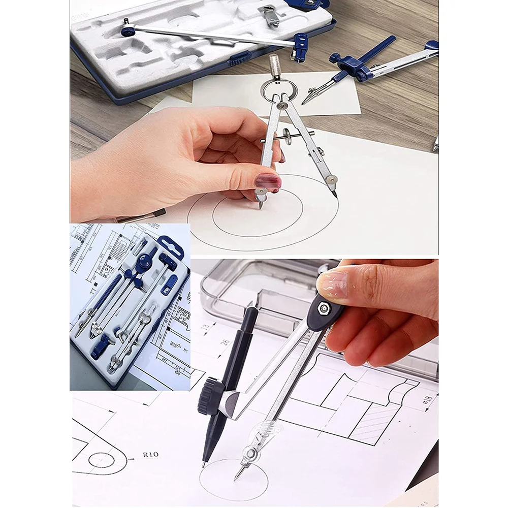 

9Pc Drafting Compass for Geometry Set Tool Compass Drawing Tool for Geometry for Drafting, Math, Drawing, Engineer ToolJAS