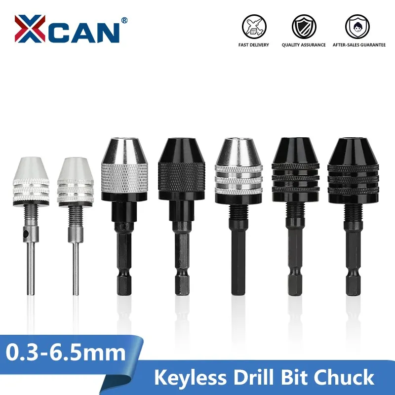 XCAN Keyless Drill Chuck 0.3-3.4mm 0.3-6.5mm 0.3-8mm Hex Shank Chuck Adapter Drill Drilling Converter Tool Drill Chuck Clamp