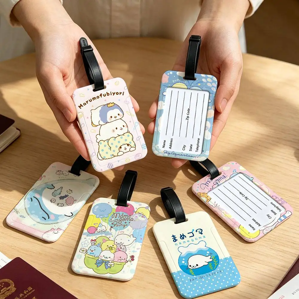 classic M-Mamegoma CUTE Kawaii Cartoon PVC Waterproof Luggage Tag Anti lost Information Card Cover For Student Bag Travel