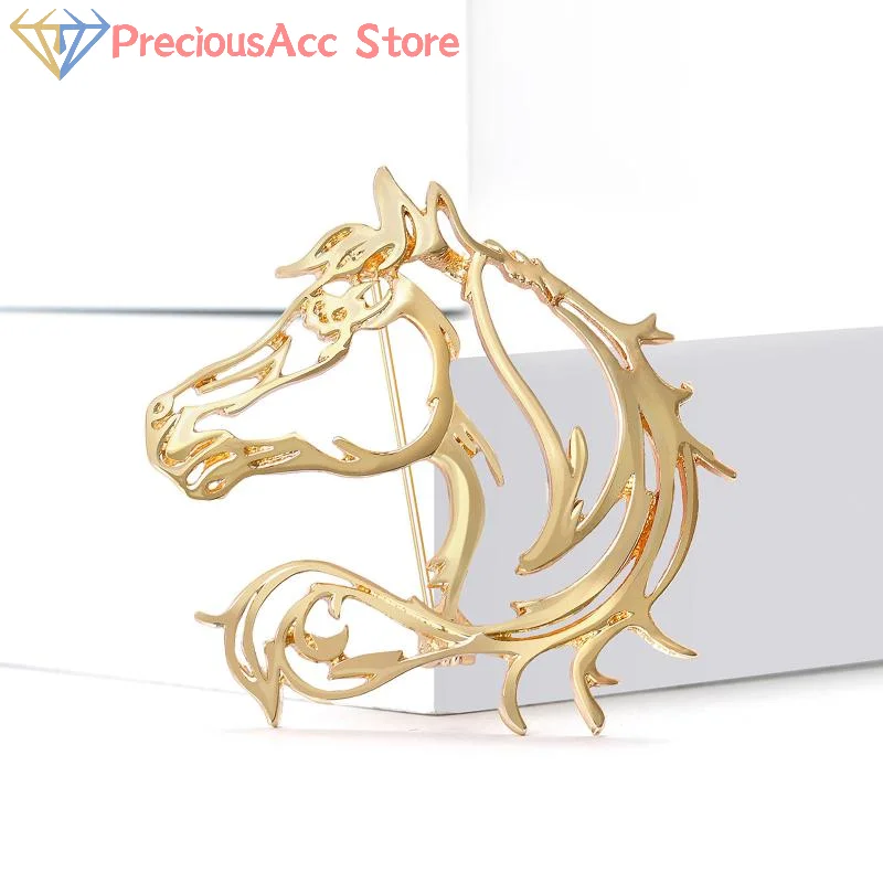 الحيوان الجوف الحصان بروش للنساء الرجال شخصية بسيطة سبيكة السلس دبوس دبابيس ملابس عصرية مجوهرات اكسسوارات هدية #6