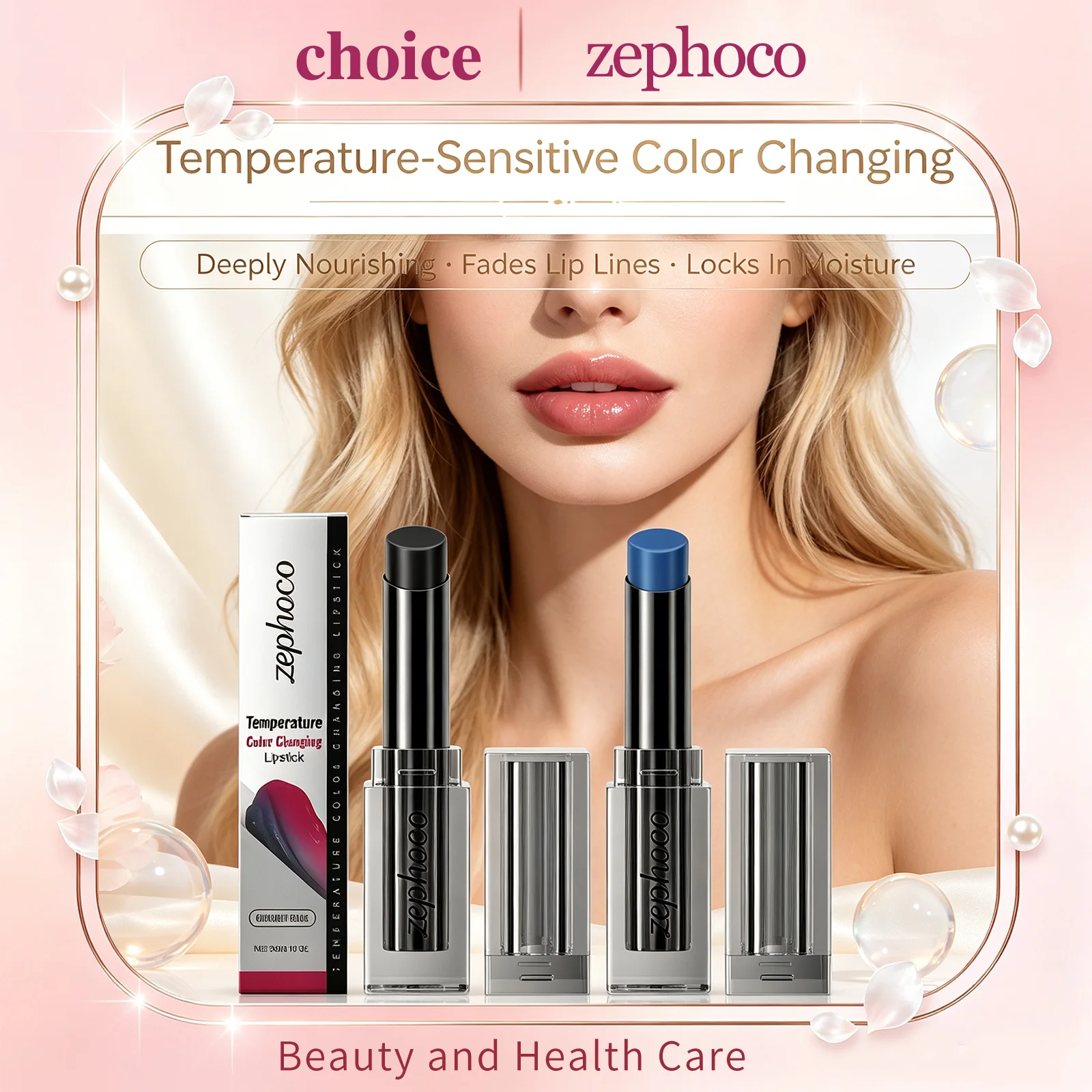 Zephoco Obsidian Thermochromic Lipstick Nourish Moisturize Prevent Dry Crack Fade Lip Lines Soften Lips Color Changing Lipstick