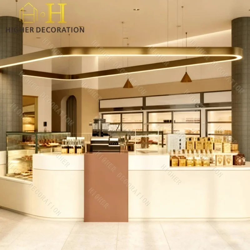 custom.Customization Bakery Display Counter Durable Wooden Bakery Furniture Bakery Retail Luxury Glass Bread Display C