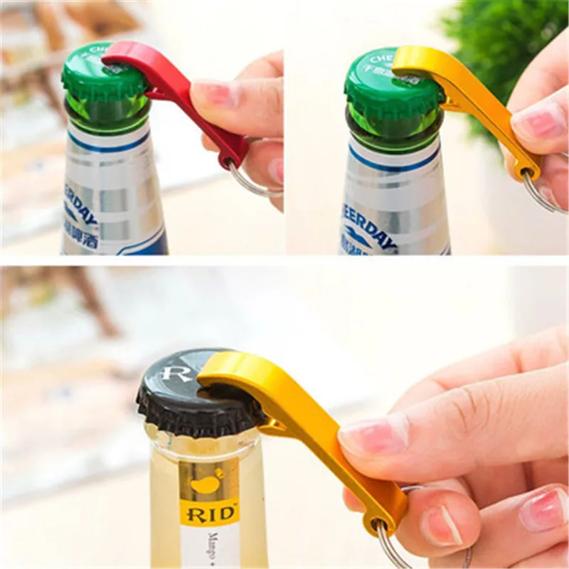 Portable Beer Bottle Opener Keychain 4 In 1 Pocket Aluminum Beer Bottle Opener Can 5 Colors Wedding Party Favor Gifts