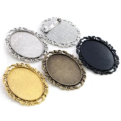 Nueva moda 5 uds 30x40mm tamaño Interior antiguo bronce dorado plata colores negros broche perforado estilo Base colgante