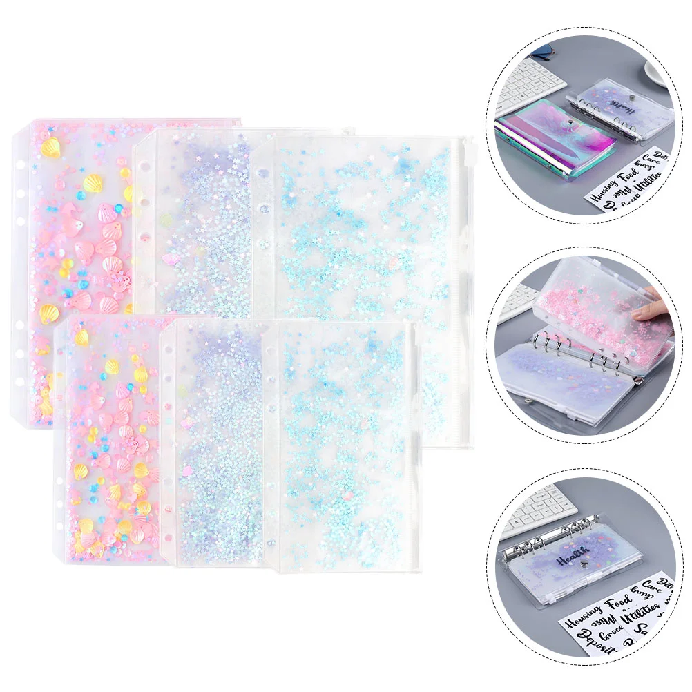 6 Pcs Zipper Loose-leaf Storage Bag Book Pouch Extra Thick Ticket Reusable Bags