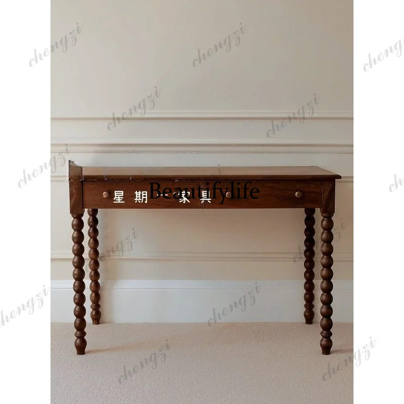 Medieval solid wood desk small apartment study writing desk French makeup table