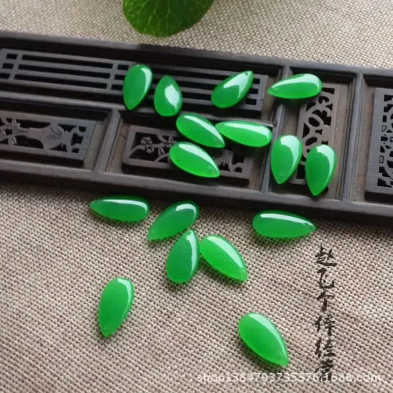 5pc Chinese Green Jade Water Drop Pendant Beads Necklace Jewellery Fashion Accessories DIY Hand-Carved Men Lucky Gifts Amulet