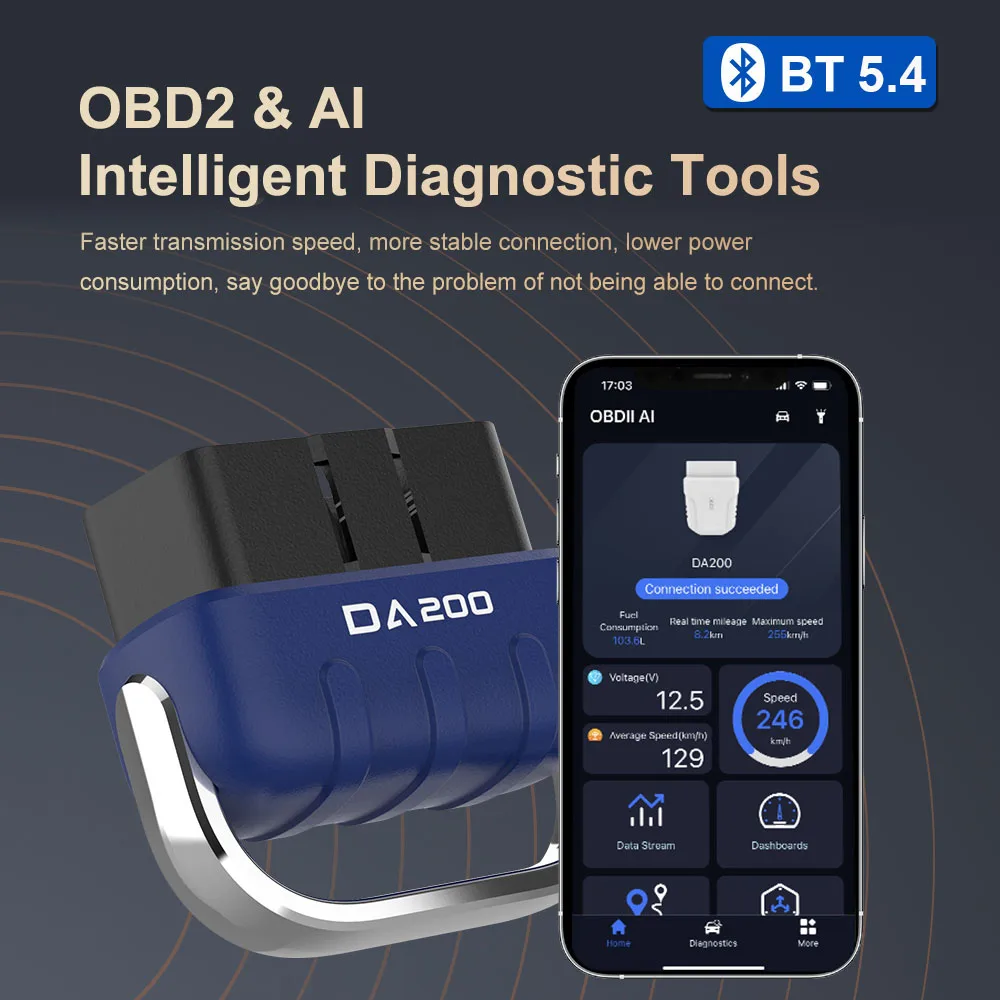 

DA200 Стирание кода неисправности Bluetooth-совместимый сканер AI OBD 2, автомобильный аккумулятор, датчик O2, тестер, автомобильные диагностические инструменты, считыватель кодов