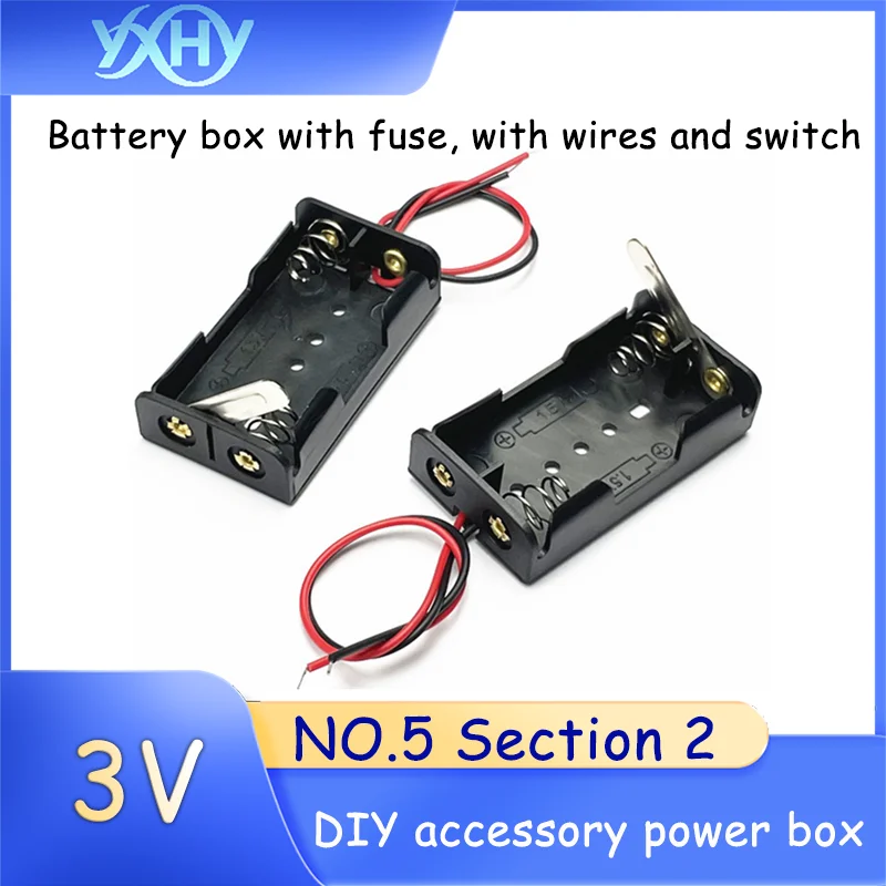 Battery box with switch and fuse for section 5, with wires and switches, 3V power supply box for student science teaching experi