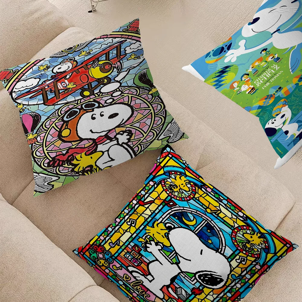 Kawaii S-Snoopy Cartoon Pillowcase Toon Gift Cushion Cover Bedroom Home Sofa Chair Seat Decor Pillow Case