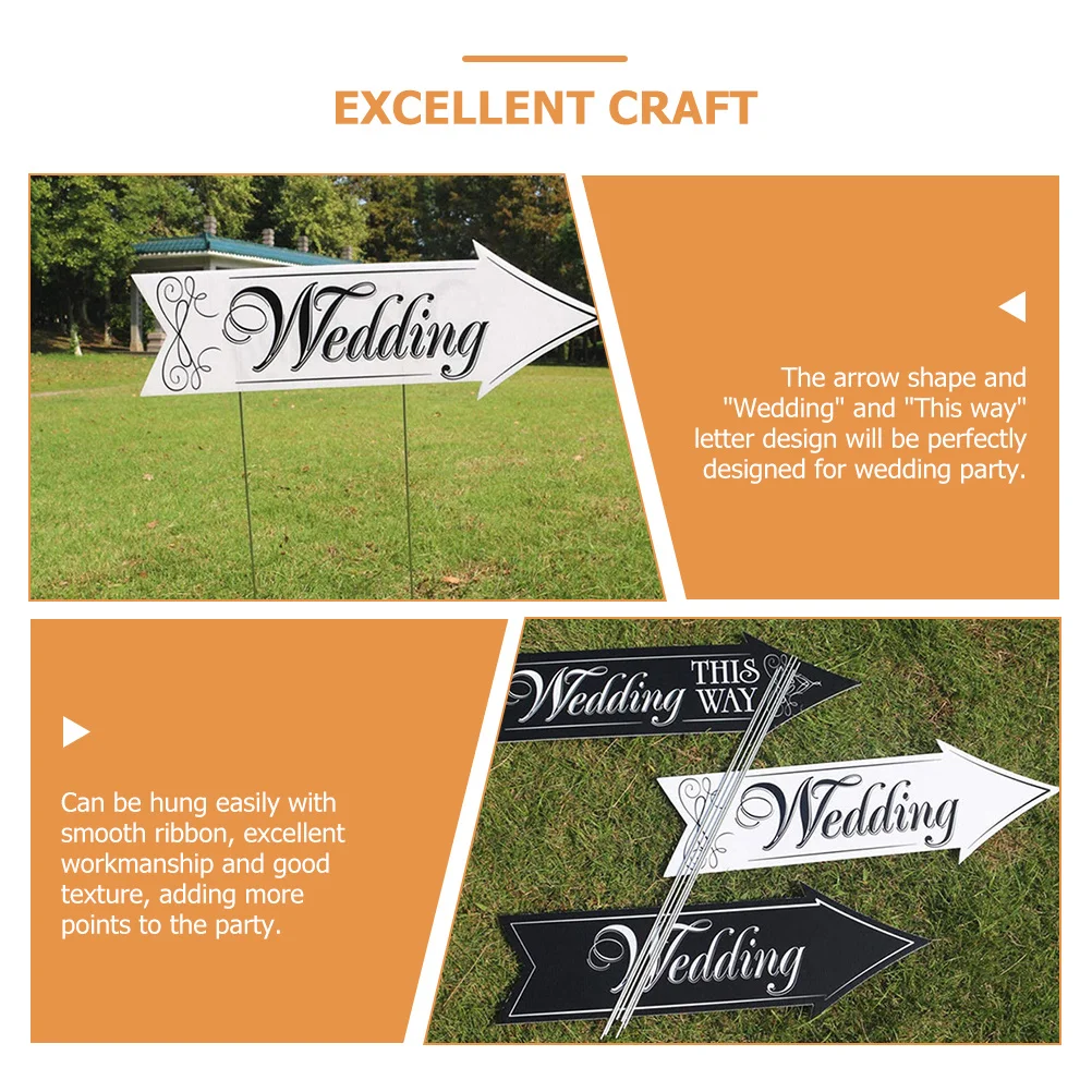 

2 set Wedding Directional Signs Yard Decor For Ceremony Reception Wedding This Way Sign Arrow Decorative Plaques