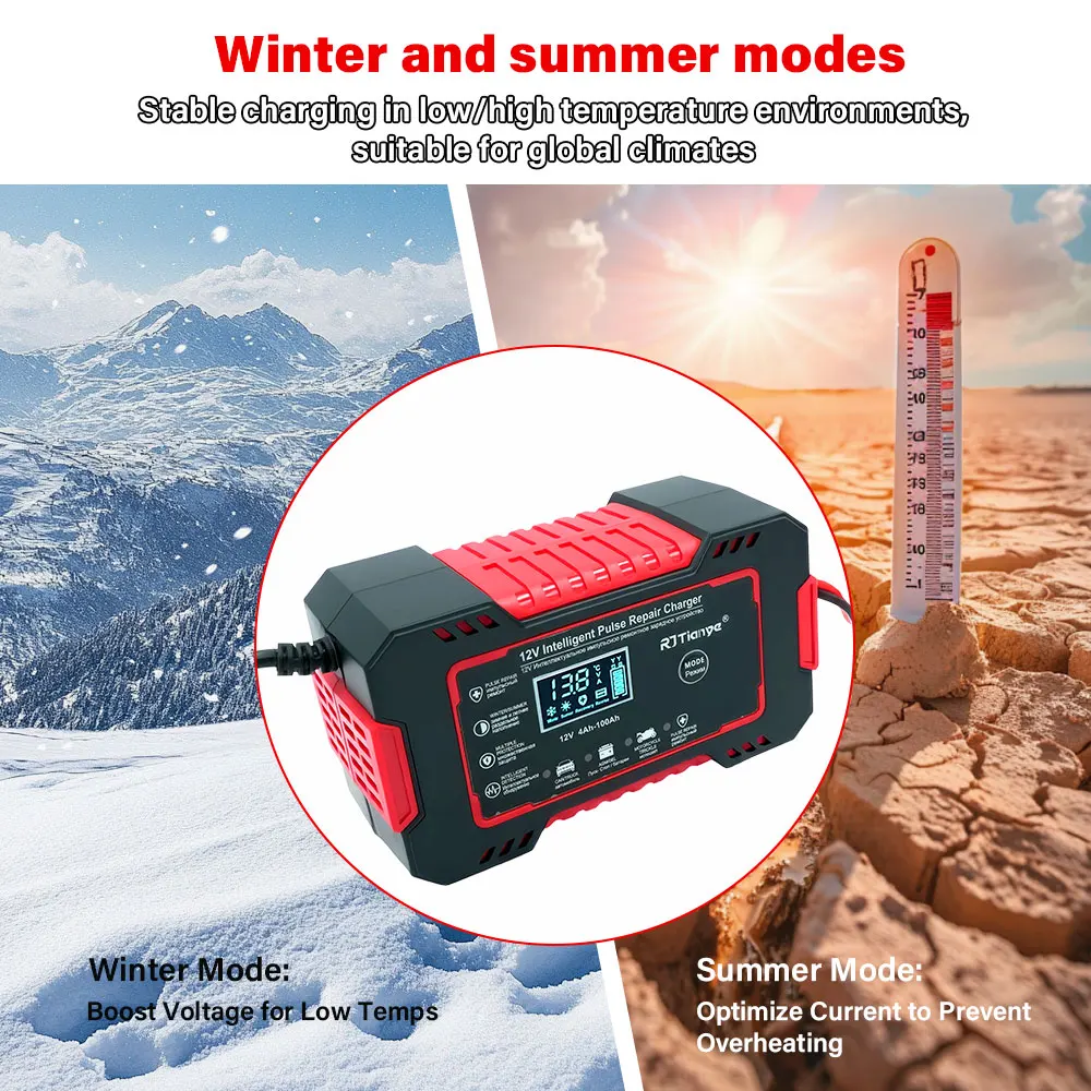 

20A/10A Car Motorcycle Battery Charger 12V/24V Smart Charger Lithium AGM GEL Lead-Acid LiFePO4 Battery Chargers