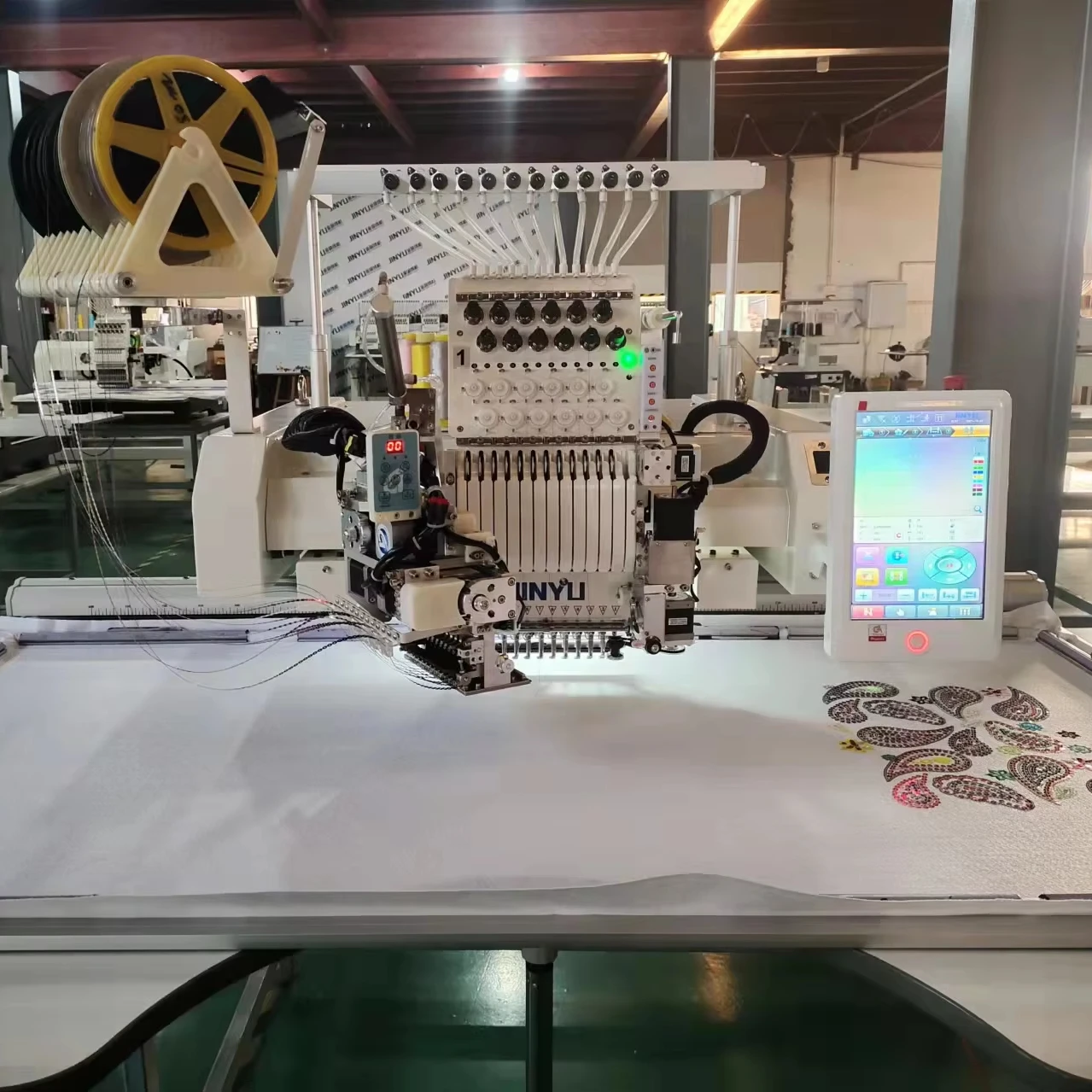 Jinyu 600*1200 mm with 12 Sequins Cording Embroidery Computerized Single Head Embroidery Machine Cap High Efficiency
