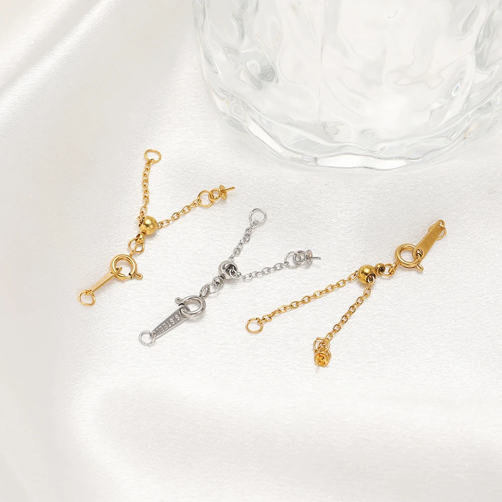 2 Stück Edelstahl-Verlängerungsketten mit Federverschlüssen für DIY-Schmuckzubehör, Armband- und Halskettenverlängerungen – Detail 4