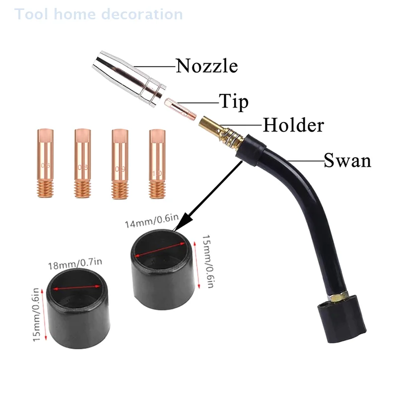 5pcs MB15AK MIG Welding Contact Tip 0.6mm 0.8mm 0.9mm 1.0mm 1.2mm Protective Nozzle For Rilon Riland Jasic Welding Supplies
