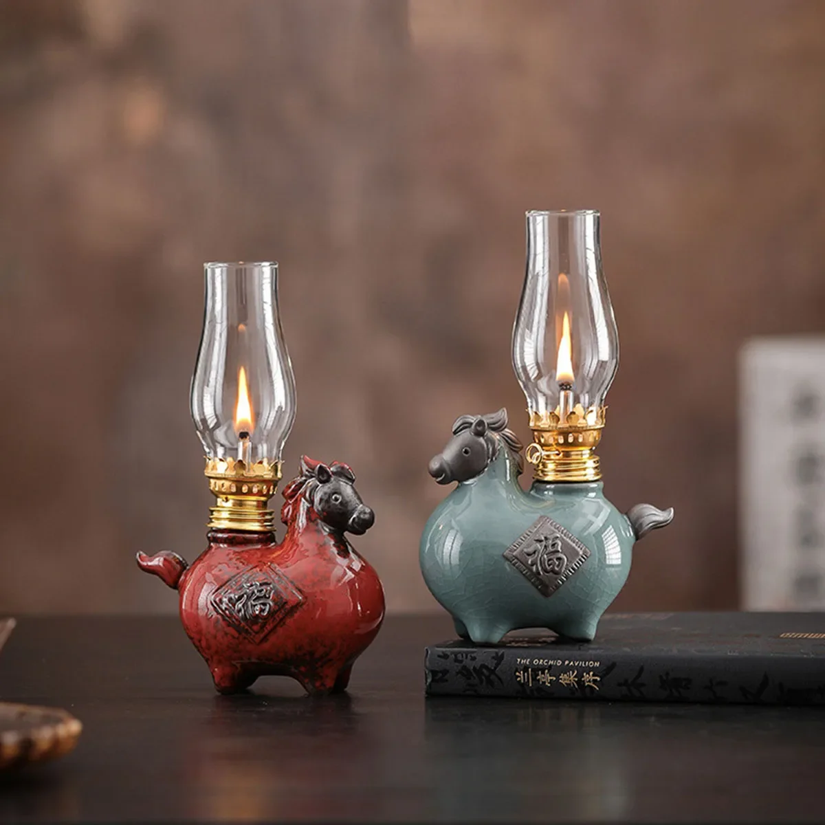 Traditional Ceramic Butter Oil Lamp，The Buddhist Temple Enshrines oil lamps,Home Atmosphere Decoration Lamp