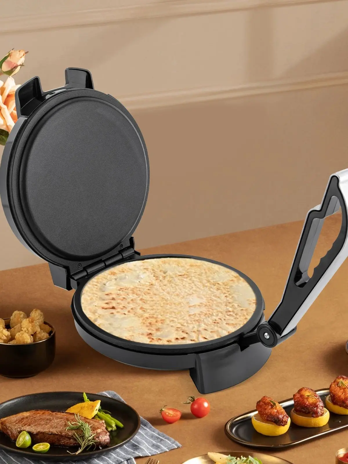 BM-926 1200W Elektrische Pannenkoekenmaker met Snelle Verwarming, Anti-aanbaklaag, Verstelbare Temperatuur, Pannenkoeken- en Pizzamaker - afbeelding 2