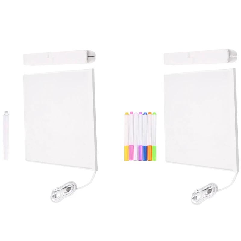 

NEW-LED Acrylic Message Board Light USB Luminous Drawing Board Memo With Bracket Children's Gift,20X20CM