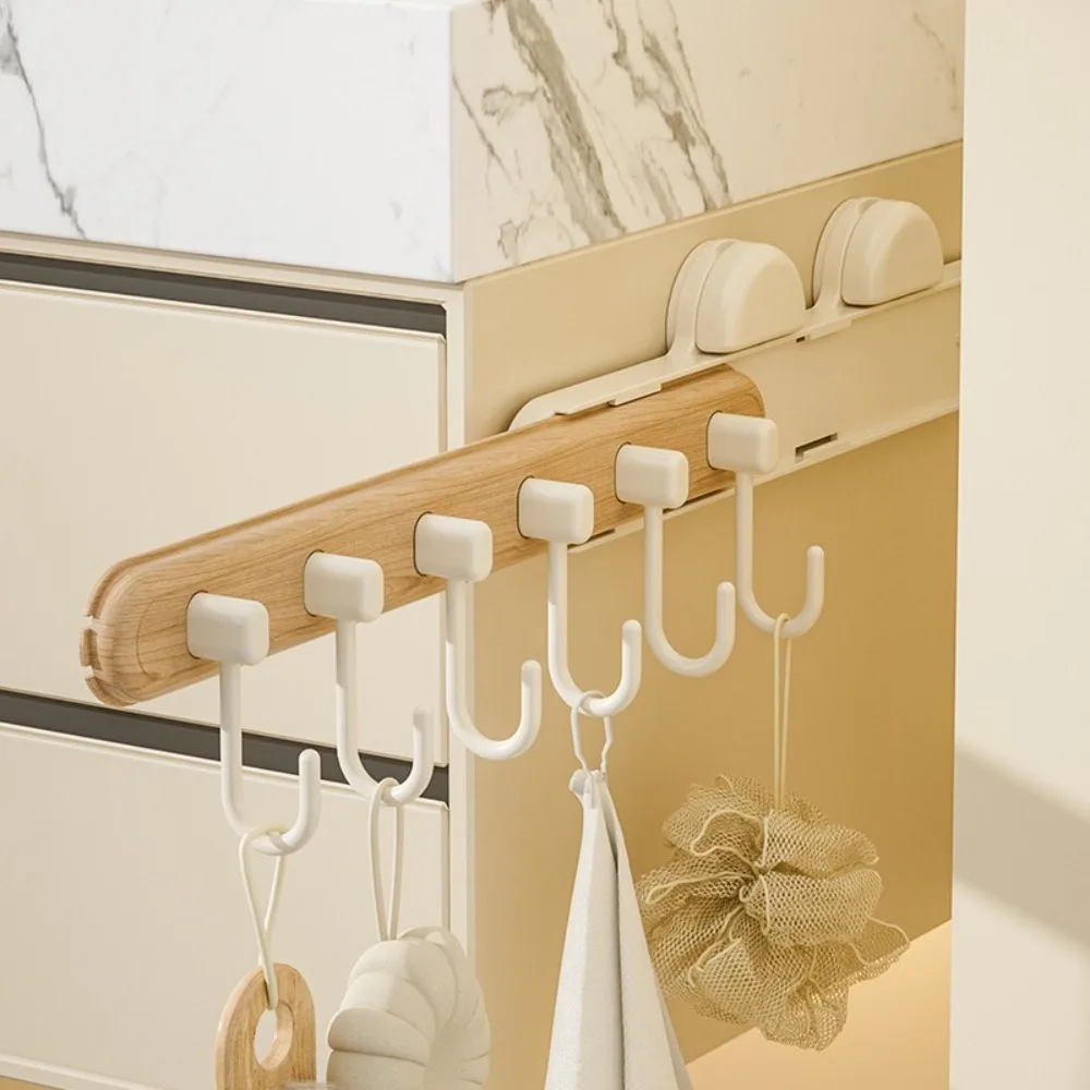 

Wall-mounted Suction Cup Stretch Hook Stretchable Space Saving Sticky Hook Four Rows Punch-free Door Back Gap Rack Cabinet