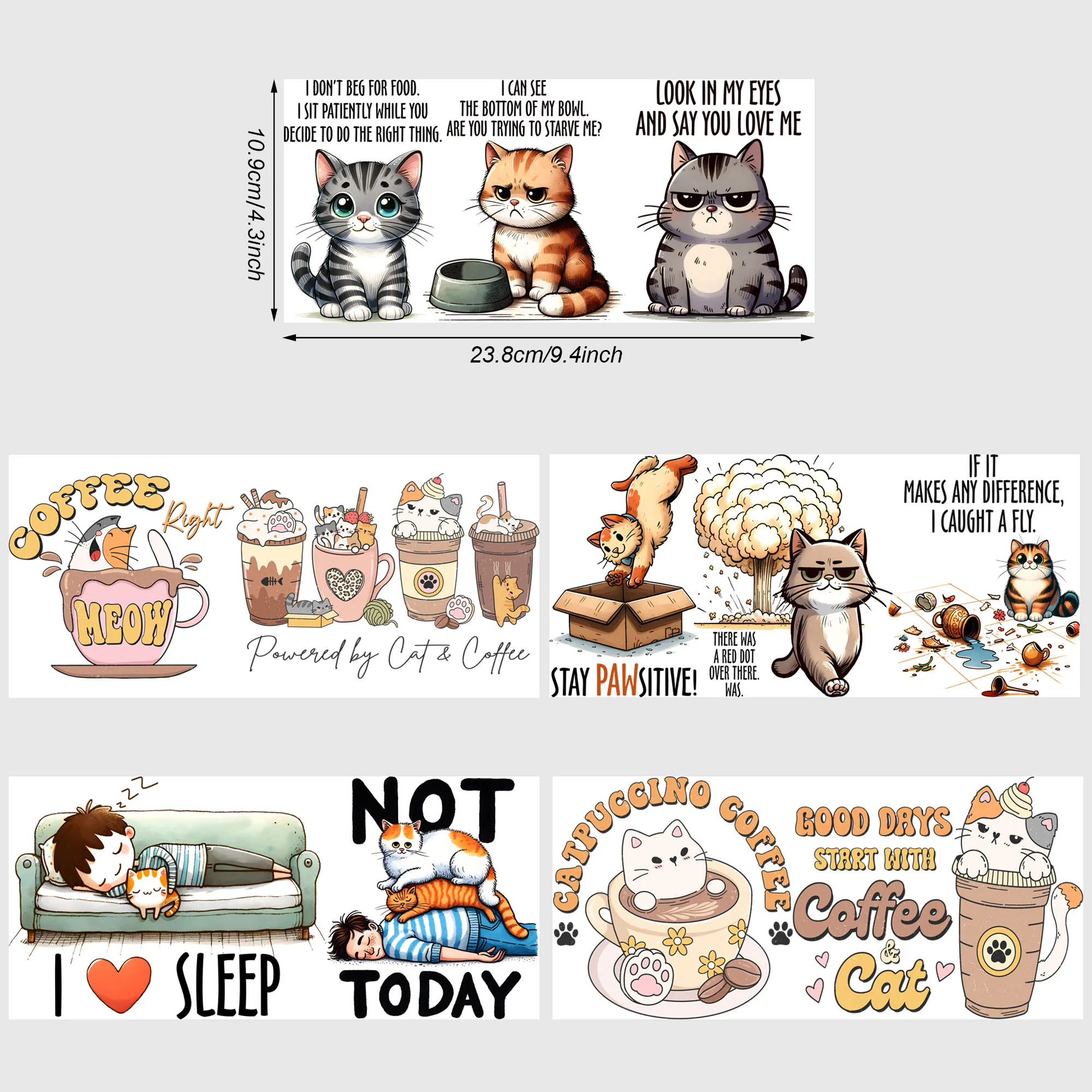 5 Sheets Cat UV DTF Cup Wrap,Sport DTF Transfer Stickers for Glass Cup,Waterproof funny animal Rub on Transfers for 16 ozGlass