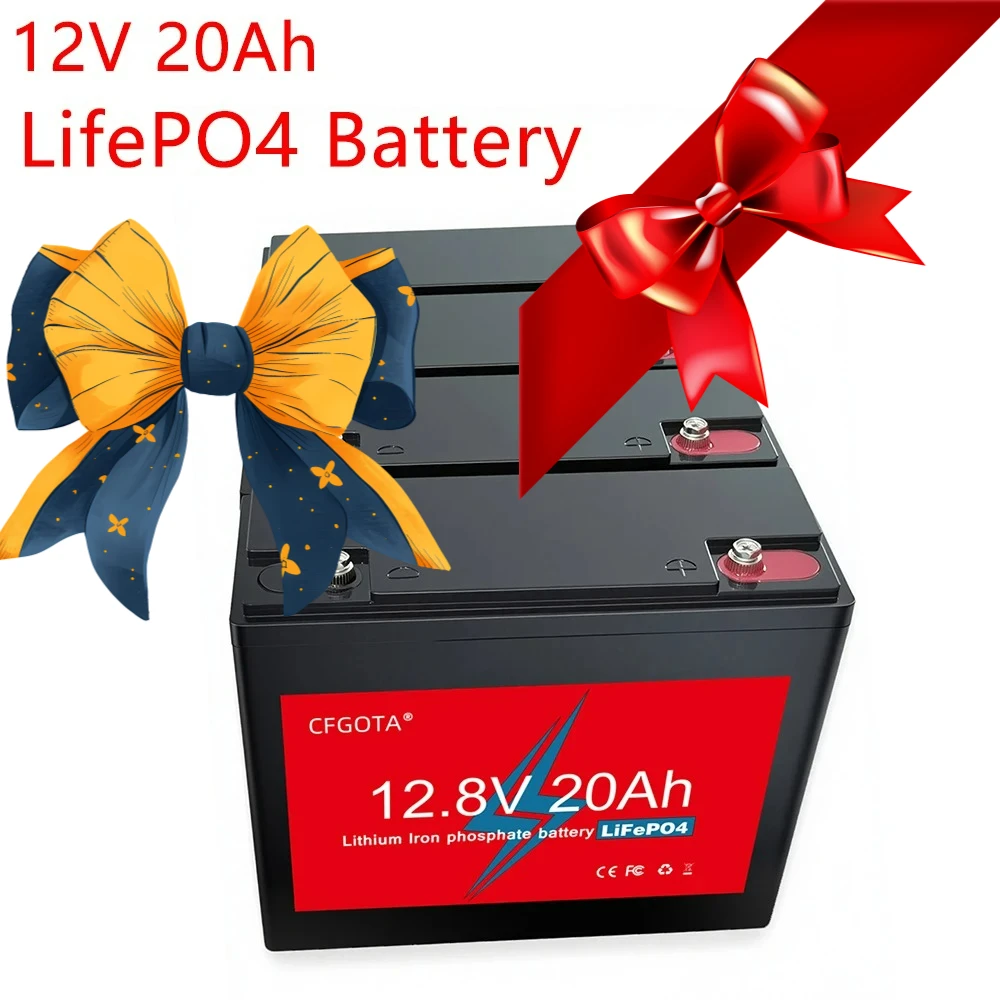

12V 20Ah LiFePO4 Battery 6000+ Cycles Rechargeable Lithium Battery for Solar Lighting Camping Power Wheels Fish Finder