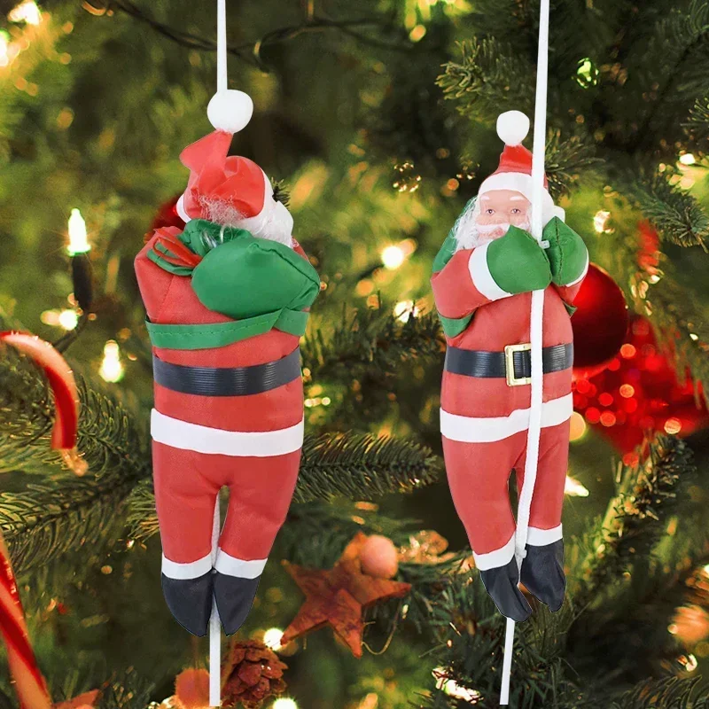 1PCS Santa Claus Climbing Ladder Doll Christmas Tree Hanging Decoration Interior Door Wall Christmas Pendant New Year Presents