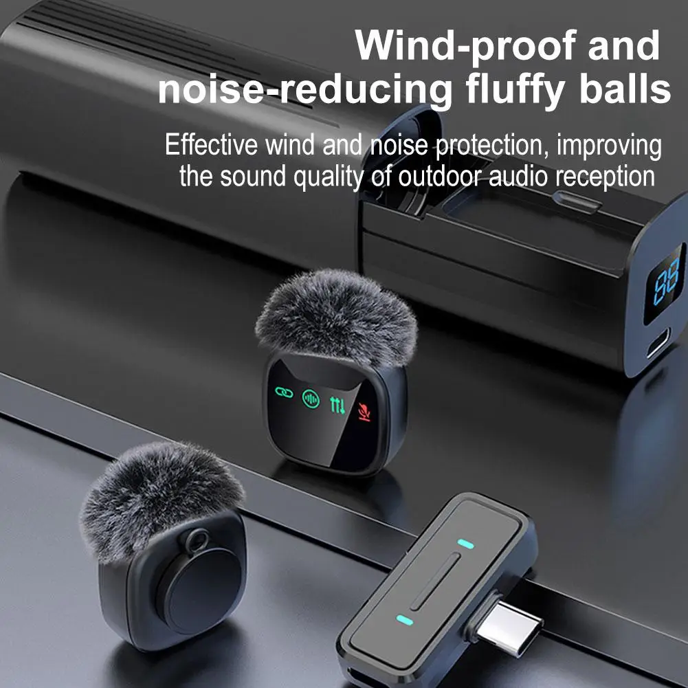 ميكروفون لاسلكي صغير Lavalier احترافي USB C ميكروفون لاسلكي للهواتف الذكية ميكروفون Lavalier لتسجيل الفيديو