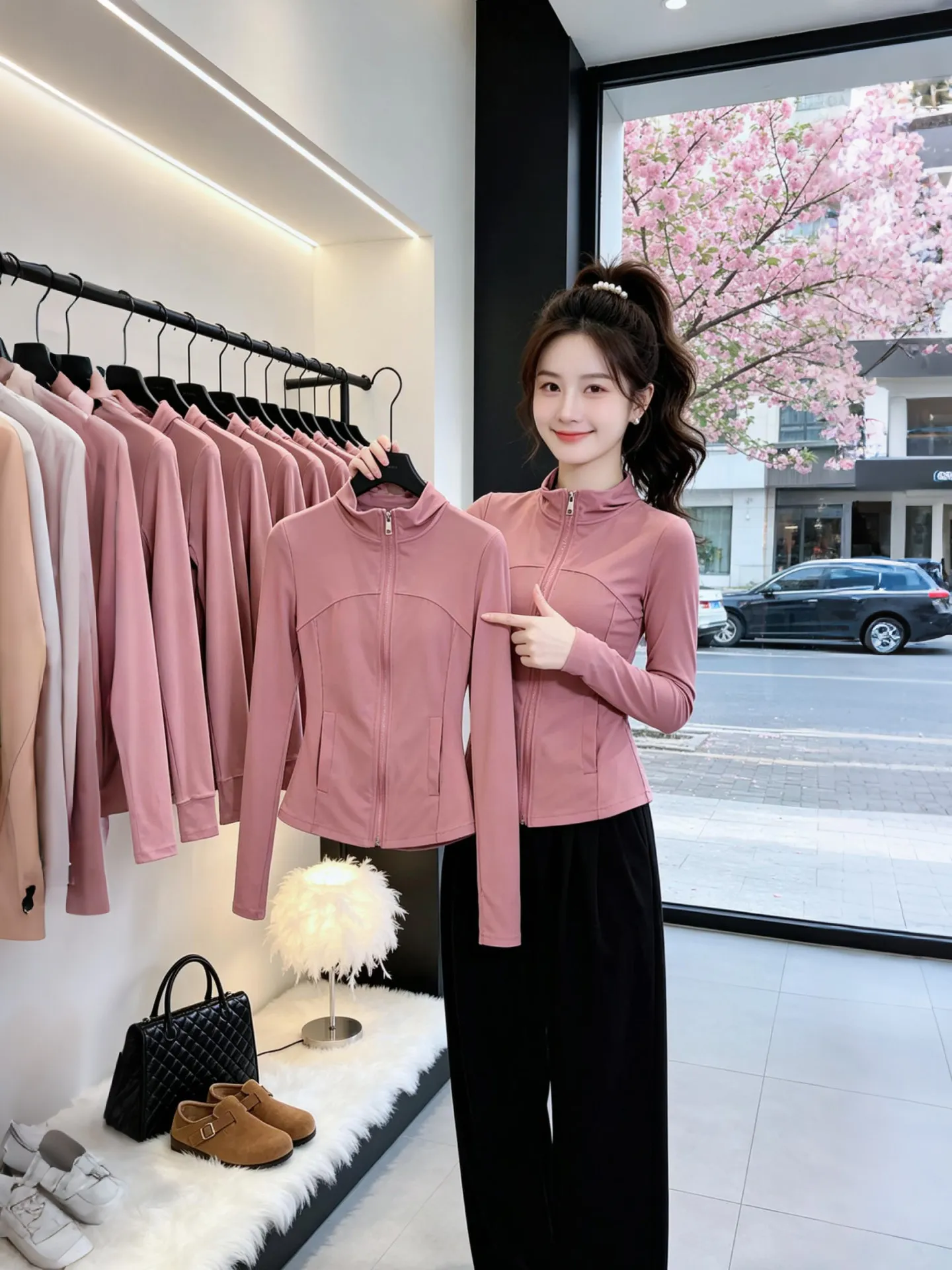 

Casual Summer Outerwear Pure Color Versatile Sun Protection High-End Feeling Top Women's Fashion Short Coat Zipper Design