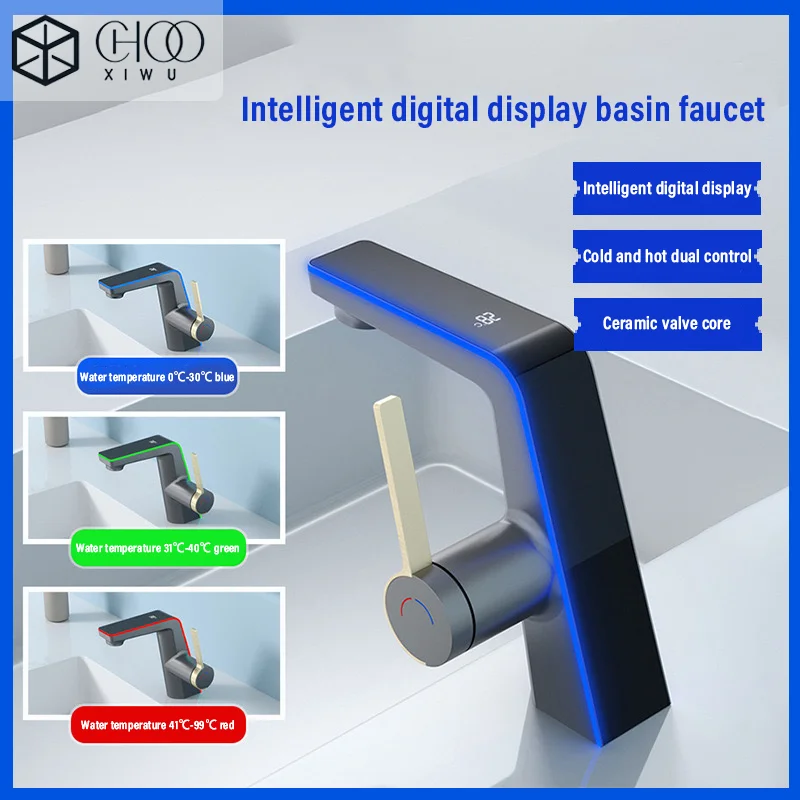 

Digital display atmospheric bathroom hot and cold basin faucet bathroom cabinet wash basin faucet household wash basin faucet,