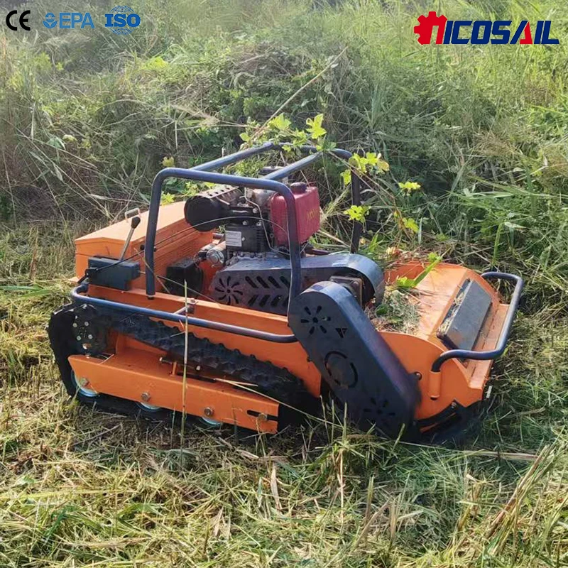 CE Certified Remote Control Brush Cutter Mower Machine with Rubber Tracks for Orchard Farm Garden and Landscape Work