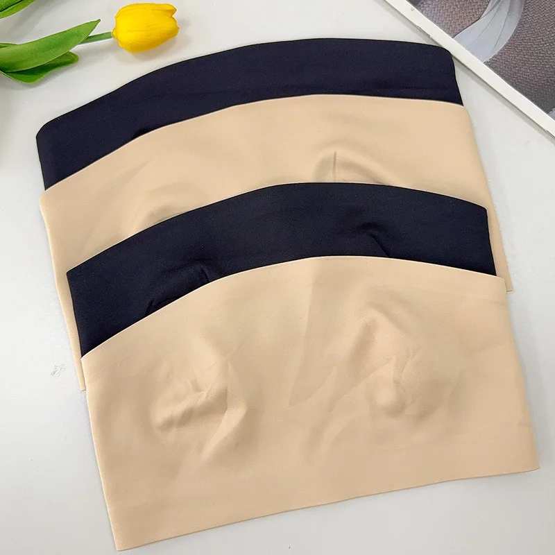 เสื้อชั้นในแบบทูปสีพื้นสำหรับผู้หญิง สายรัดอกแบบไม่มีโครง ผ้าเนื้อนุ่ม ไร้ตะเข็บ ระบายอากาศดี เสื้อทูปแบบไม่มีสาย กระโปรง ชุดแต่งงาน