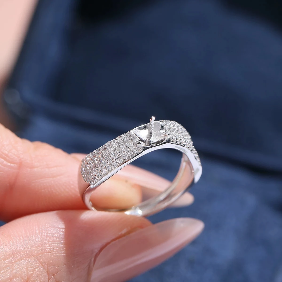 S925 Sterling Silver Adjustable Finger Ring Mountings Base Setting Findings Jewelry Components for 8-10mm Pearls 3pcs/lot