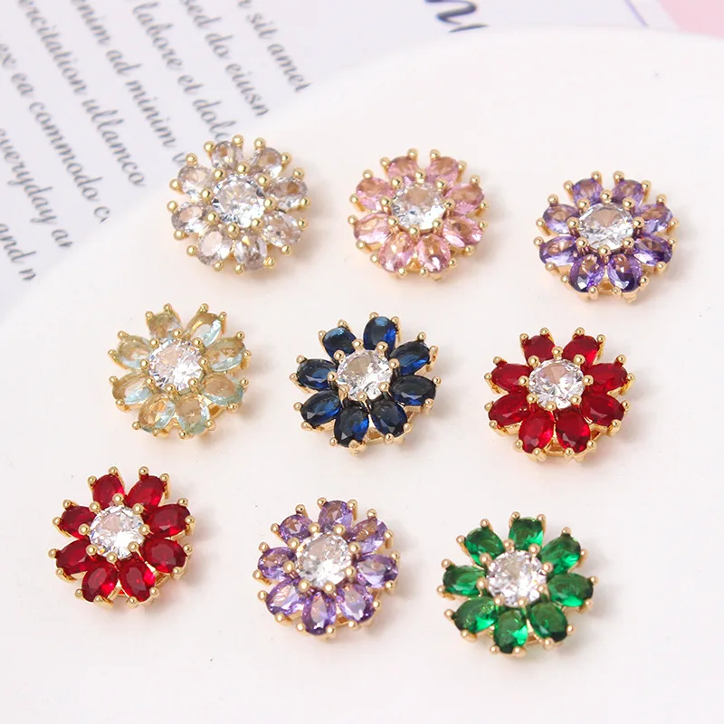 10pcs/ Set Color inlaid ultra flash zircon crystal Daisy Flower Pearl DIY hand Pearl Bracelet beading material