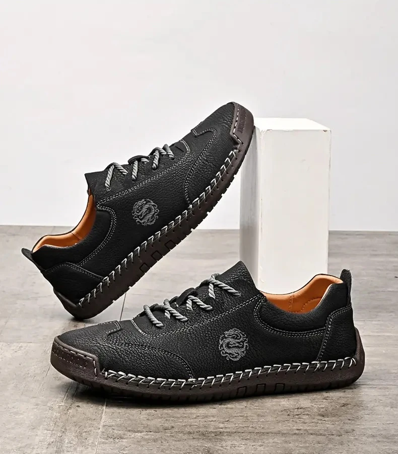 

Мужская повседневная обувь высокого качества, кожаные лоферы ручной работы, мужские удобные прогулочные туфли на мягкой подошве, нескользящие мужские кроссовки большого размера